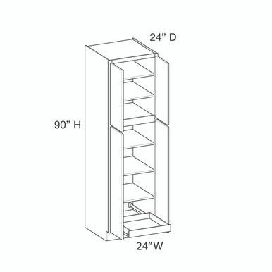 Euro Max Gramercy Shaker Utility Cabinet w/(1) Roll-out Tray Installed {24" x 90" H - Butt Doors} - (4) Doors