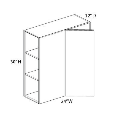 Euro Max Gramercy Shaker 30"H Wall Corner Blind Cabinet - Pull 24"-27" {Actual Width 24"} - (1) Door