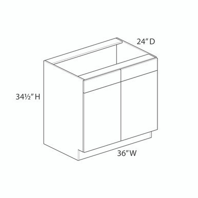 Euro Max Gramercy Shaker 36" Sink Base Cabinet {Butt Doors} - (2) Doors / (1) False Front
