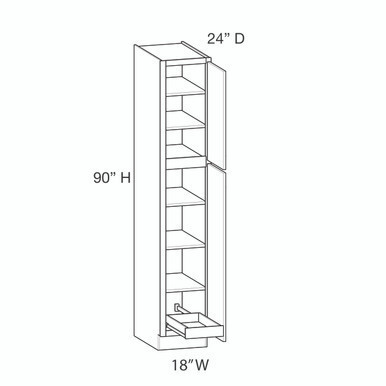 Euro Max Gramercy Shaker Utility Cabinet w/(1) Roll-out Tray Installed {18" x 90" H} - (2) Doors