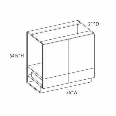 Euro Max Gramercy Shaker Vanity Sink Base w/Bottom Drawer {36" x 21" D - Butt Doors} - (2) Doors / (2) Drawers