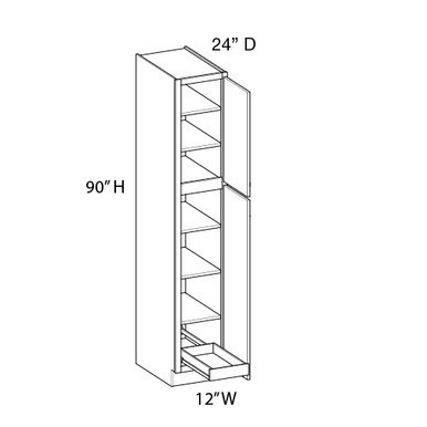 Euro Max Gramercy Shaker Utility Cabinet w/(1) Roll-out Tray Installed {12" x 90" H} - (2) Doors