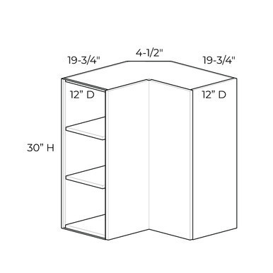 Euro Max Gramercy Shaker Wall Square Corner Cabinet {24" x 30" H - BiFold} - (2) Doors