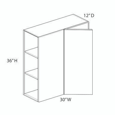Euro Max Gramercy Shaker 36"H Wall Corner Blind Cabinet - Pull 30"-33" {Actual Width 30"} - (1) Door