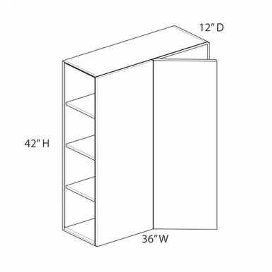 Euro Max Gramercy Shaker 42"H Wall Corner Blind Cabinet - Pull 36"-39" {Actual Width 36"} - (1) Door