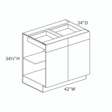 Euro Max Gramercy Shaker 42" Base Cabinet - (2) Doors / (2) Drawers