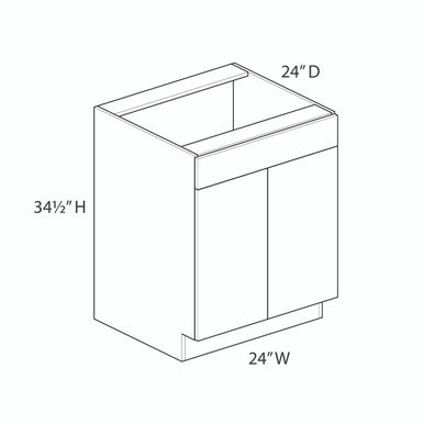 Euro Max Gramercy Shaker 24" Sink Base Cabinet {Butt Doors} - (2) Doors / (1) False Front