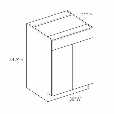 Euro Max Gramercy Shaker Vanity Sink Base {30" x 21" D - Butt Doors} - (2) Doors / (1) False Front