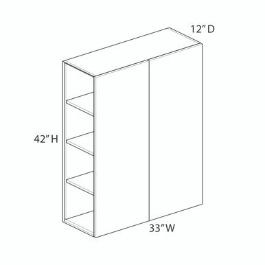 Euro Max Gramercy Shaker Wall Cabinet {33" x 42" H - Butt Doors} - (2) Doors