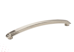 Elements Calloway Collection Stepped Rounded Cabinet Pull, 128 mm (5 1/16") center-to-center, ~5 3/4" overall length, Satin Nickel