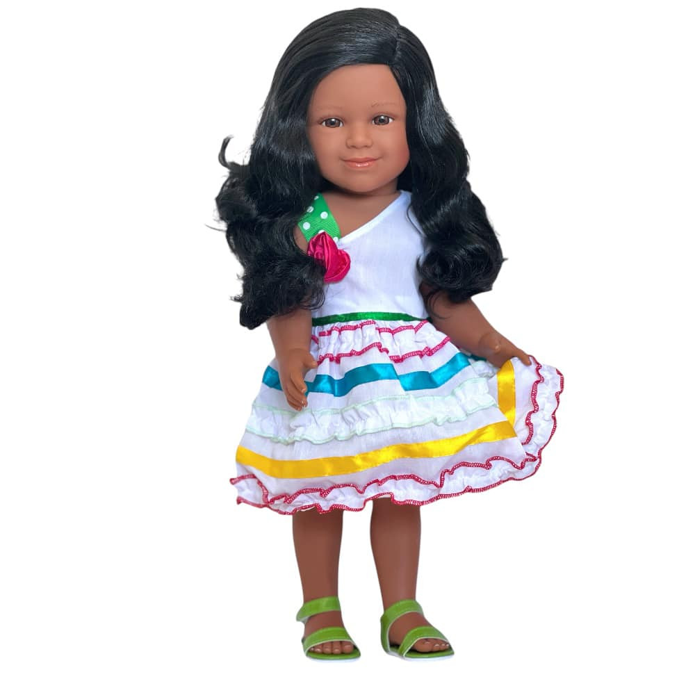 doll with black dress 14" Girl DRK BRO BLK Summer Dress