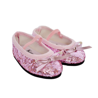 18 Inch Doll Shoes- Pink Sparkle Flats