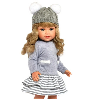 18 Inch Doll Clothes- Winter Grey Sweater Dress with Hat Fits 18 Inch Kennedy and Friends Dolls and all Other 18 Inch Dolls
