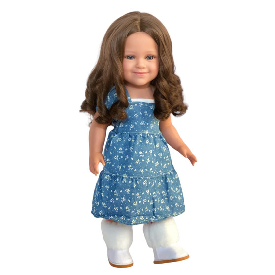 Shelby's Sweet Charm: 18-Inch Doll with Brown Curly Hair and Blue Eyes