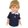 Caden, an 18-inch all-vinyl Kennedy and Friends boy doll with blonde hair, wearing a navy nautical polo with an embroidered anchor, white shorts and sneakers.
