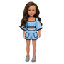 Adelina Zerafa, a 32 cm fully vinyl Evia’s World™ doll from Malta, featuring long wavy brown hair and warm brown eyes. She is dressed in a stylish Mediterranean-inspired outfit and stands smiling against a bright coastal backdrop that reflects the beauty of the Maltese Islands. Perfect for imaginative play and collecting.