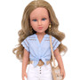 Nika Jurić™, a 32 cm Evia's World™ doll from Croatia's Dalmatian Coast, wearing a bright blue collared shirt and khaki pants. Inspired by the beauty of the Adriatic Sea, she embodies the adventurous spirit and coastal charm of Croatia.