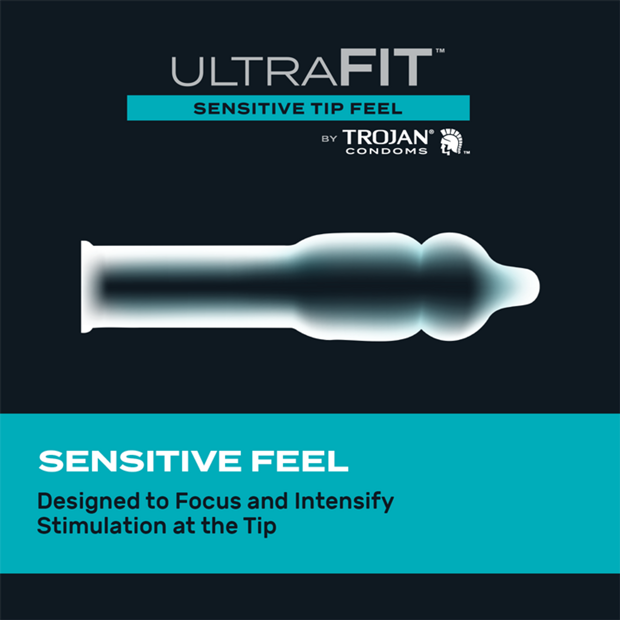 Trojan Ultra Fit Sensitive Tip Feel condom shape | Condom Depot