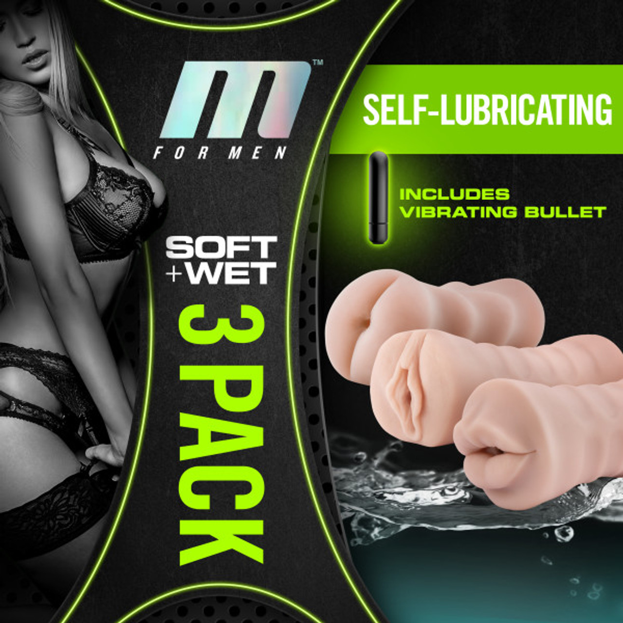 Vibrating Self Lubricating 3 Stroker Sleeve Kit | Male masturbators from Condom Depot