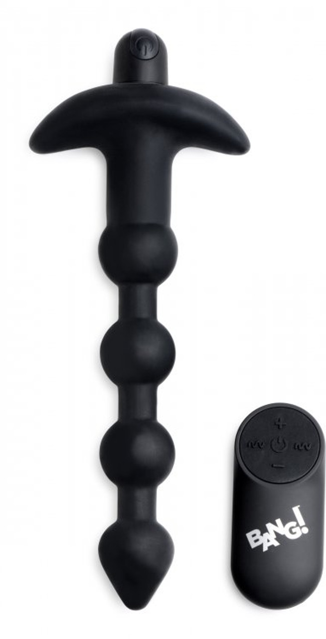 Black Vibrating Silicone Anal Beads & Remote | Buy anal beads online from Condom Depot