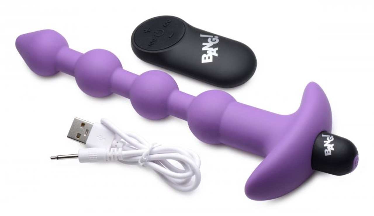 Purple Vibrating Silicone Anal Beads & Remote | Buy anal beads online from Condom Depot