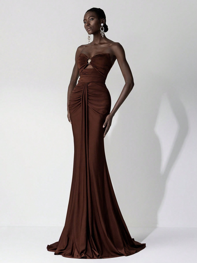 Mila Label Shelly Gown - Dark Brown