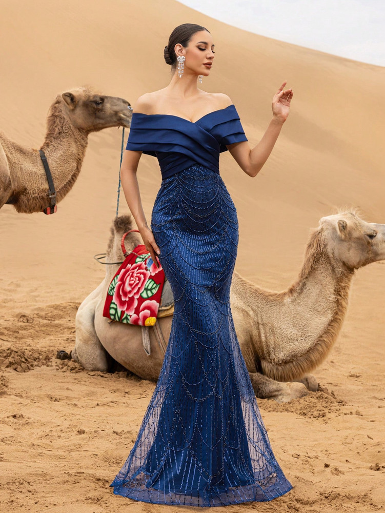 Mila Label Amalia Couture Gown - Navy Blue