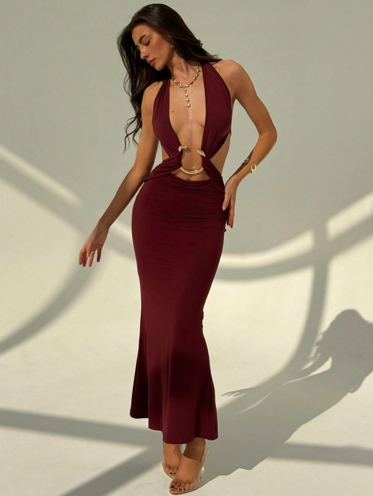 Mila Label Cobra Dress - Burgundy
