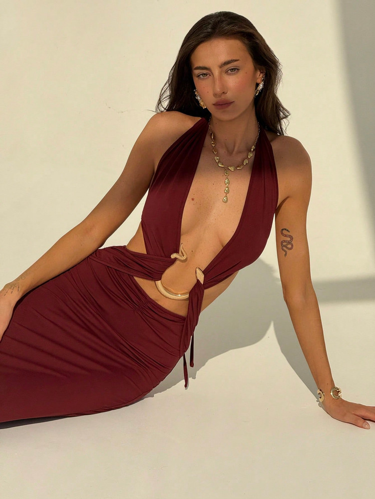 Mila Label Cobra Dress - Burgundy