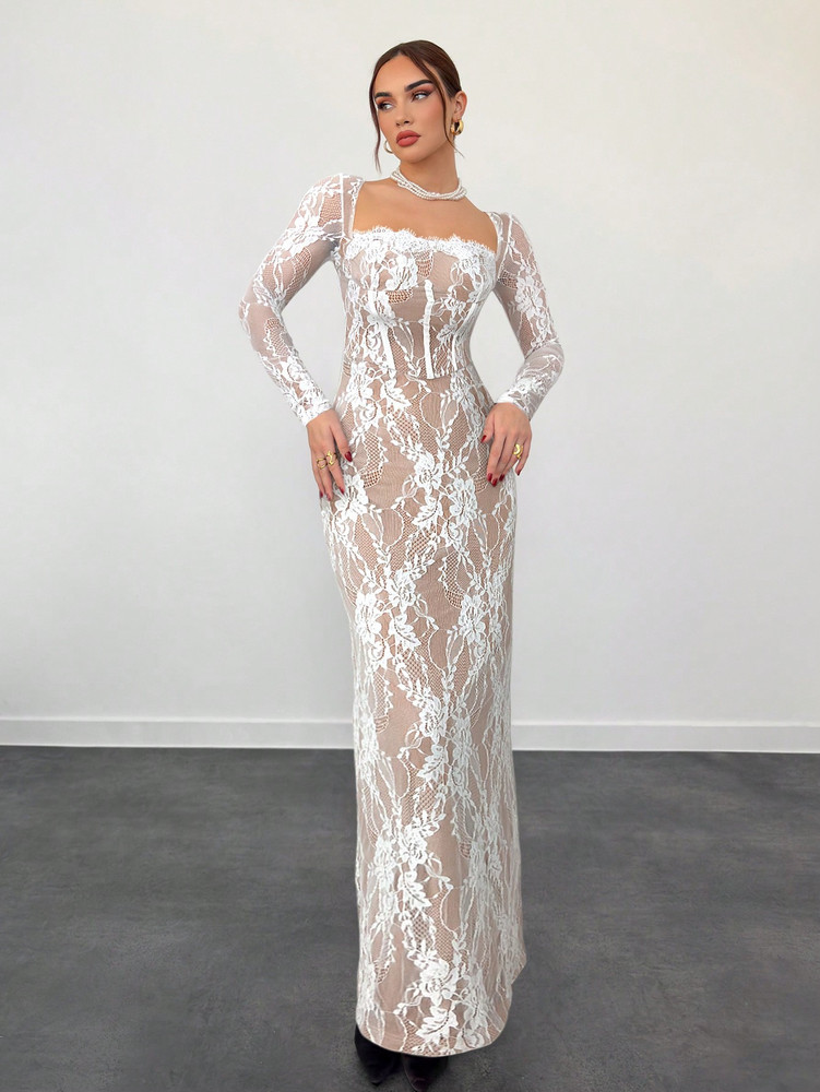 Mila Label Percy Dress - White/Nude