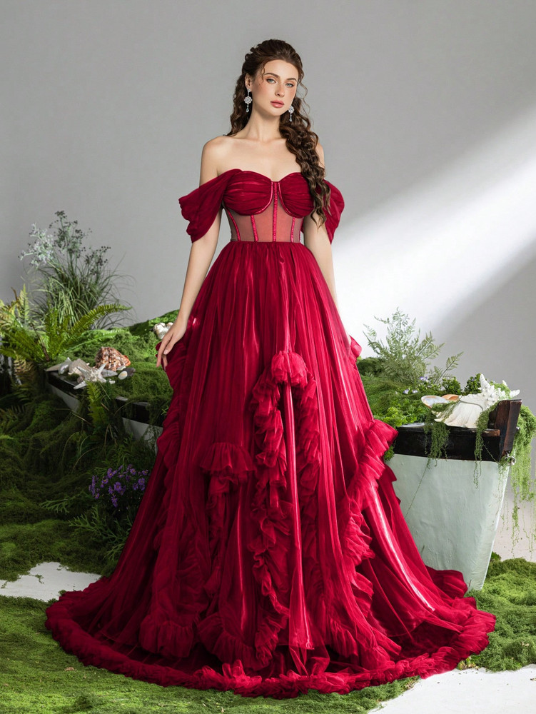 Mila Label Sansa Gown - Deep Red