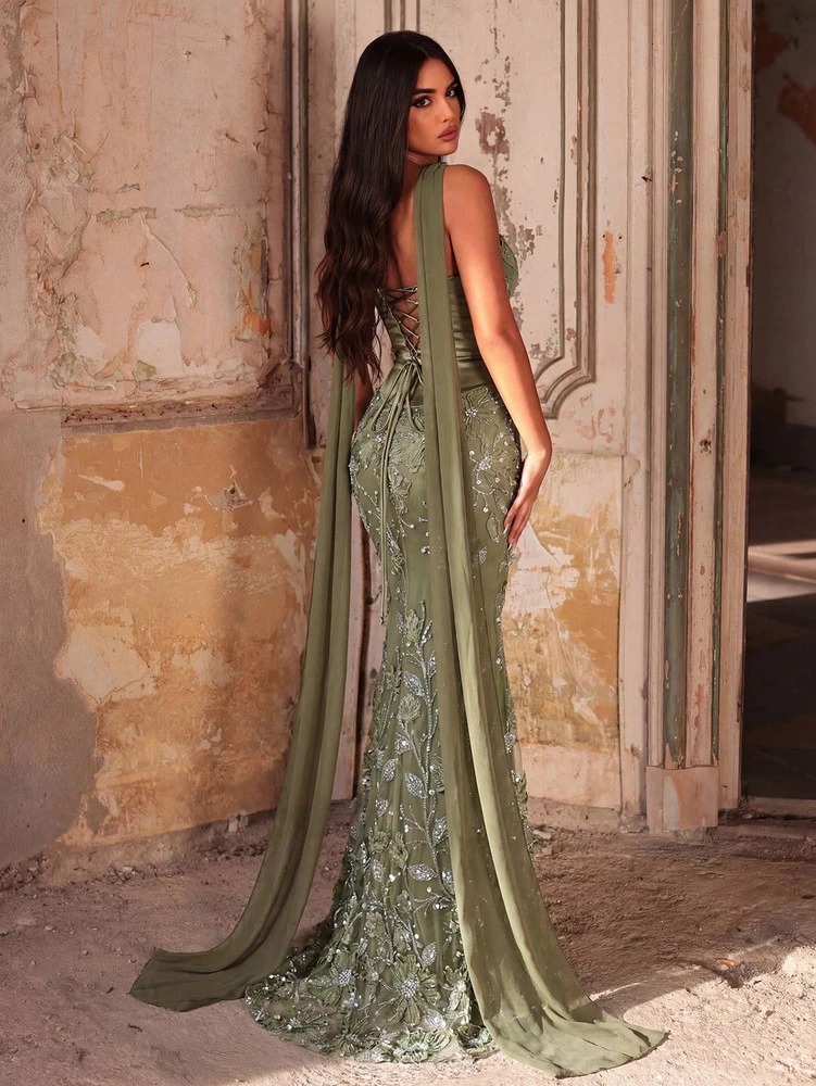 Mila Label Virginia Gown - Olive Green