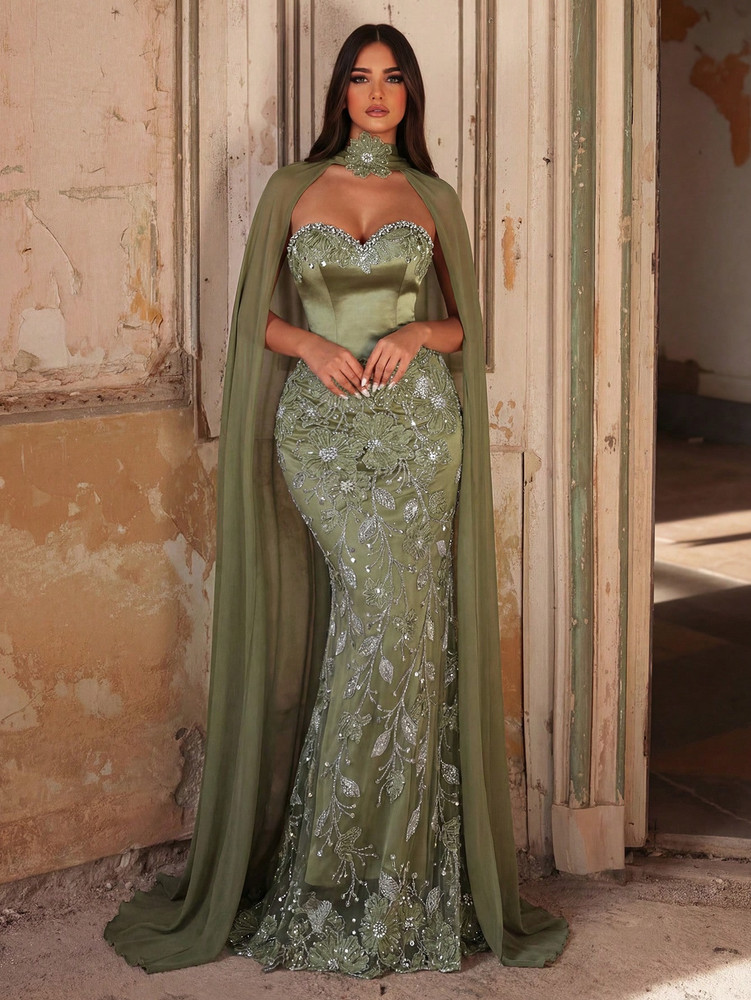 Mila Label Virginia Gown - Olive Green