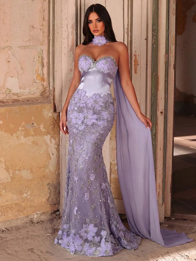 Mila Label Virginia Gown - Mauve Purple