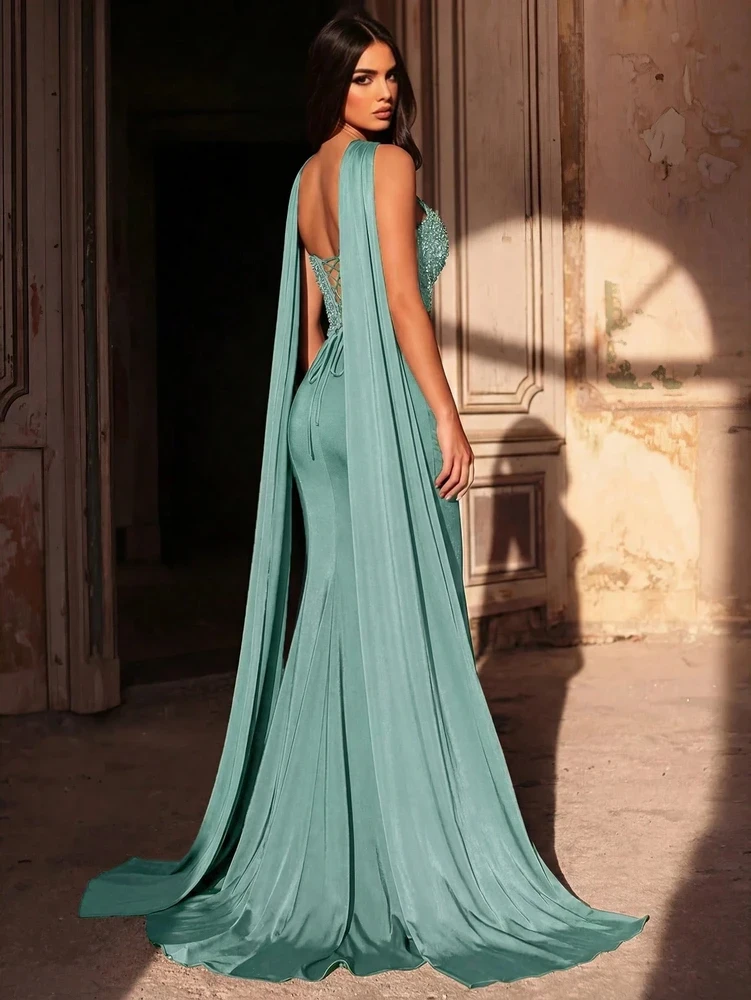 Mila Label Azira Gown - Teal Blue
