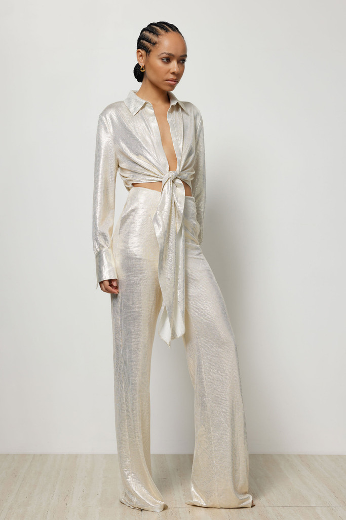 silver metallic jumpsuit