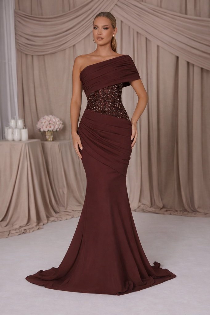 SALE House of Troy Sera Gown - Plum Brown