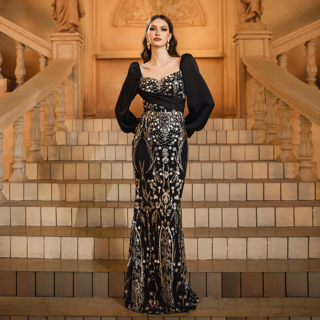 House of Troy Mara Gown - Black/Gold