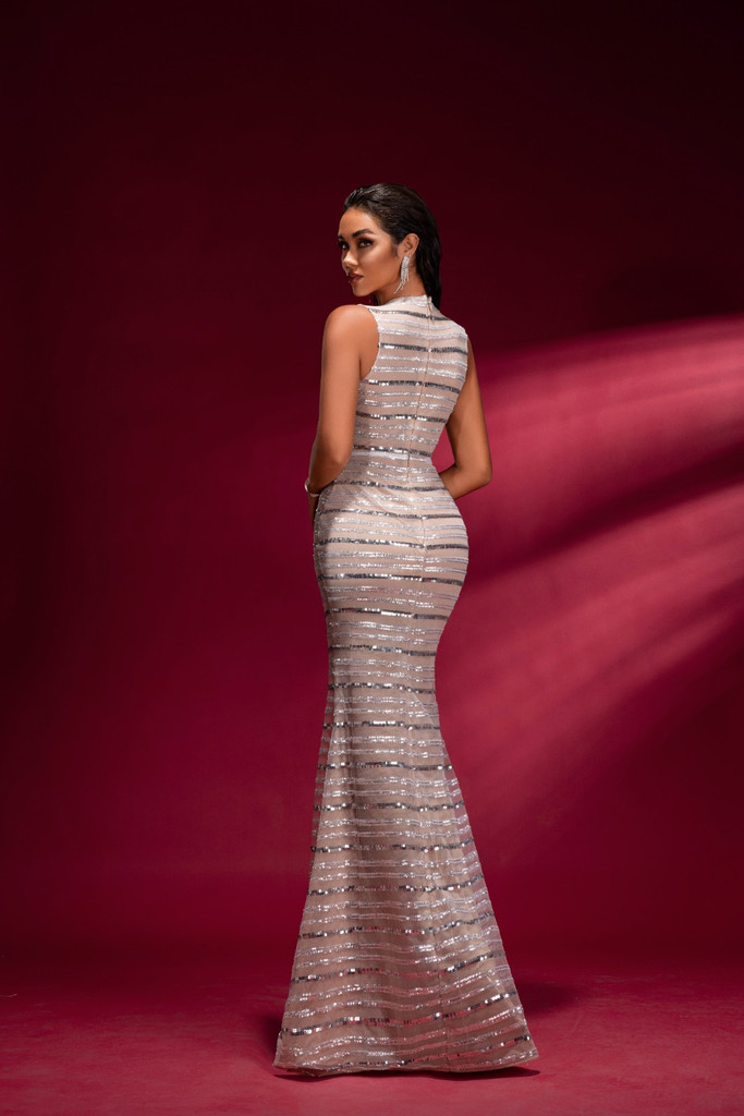 House of Troy Bebe Gown - Nude/Silver