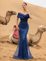 Mila Label Amalia Couture Gown - Navy Blue