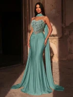 Mila Label Azira Gown - Teal Blue