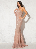 Mila Label Lacey Sequin Gown - Champagne