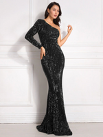 Mila Label Lacey Gown - Black