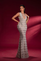 House of Troy Bebe Gown - Nude/Silver