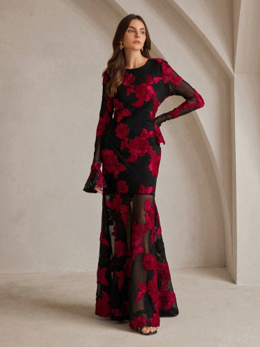Mila Label Anita Gown - Black/Red