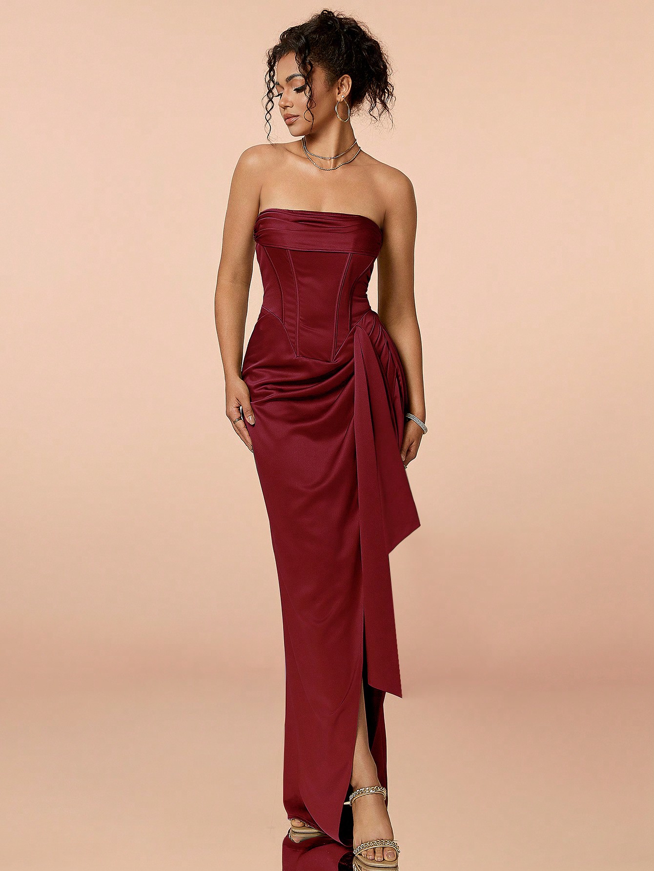 Mila Label Tyla Gown - Burgundy - House of Troy