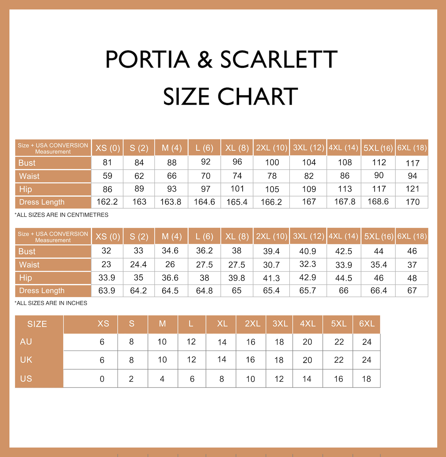 Portia And Size Chart