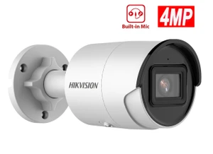 Hikvision DS-2CD2043G2-IU AcuSense 4MP Outdoor IR Bullet IP PoE Camera with Built-in Mic, 2.8mm Fixed Lens, White