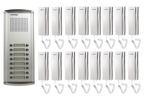 COMMAX 16-Apartment Audio Intercom Set DR-16AM x1/ DP-SS x16/12V Power Supply x1
