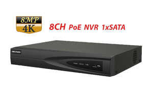 Hikvision DS-7608NI-Q1/8P 8CH 4K 8MP PoE NVR, 1x SATA, Free Hik-Connect APP for Mobile Devices/ iVMS-4200 For PC